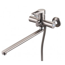 Смеситель для ванной (корпус цинк,с пов.плоским изливом 360°,переключ.душ,графит) NUD7-A045MG Смеситель для ванной (корпус цинк,с пов.плоским изливом 360°,переключ.душ,графит) NUD7-A045MG