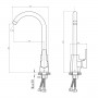 Смеситель Rossinka одноручный (35мм)  для кухни с высоким поворотным изливом, хром