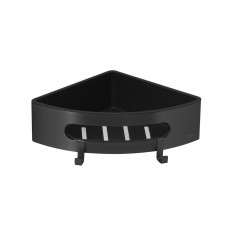 Полка для душа угловая Lemark SHELF LINE из нерж. стали с крючками, черный/ вставка-пластик 9772047