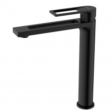 Смеситель DECOROOM DR30013 одноручный для умывальника высокий, монолитный, чёрный