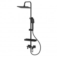 Смеситель DECOROOM DR30071 одноруч.для ванны с верх.лейкой"Троп. дождь",с пов.изл.и 3-ф.лейкой,чёрн