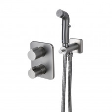 Смеситель Lemark Bronx с гигиеническим душем термостатический, встраиваемый LM3740GM